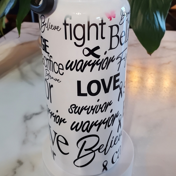 Cancer Warrior Motivational 32oz Hydro Handle Bottle Tumbler 💜sale - Picture 10 of 12
